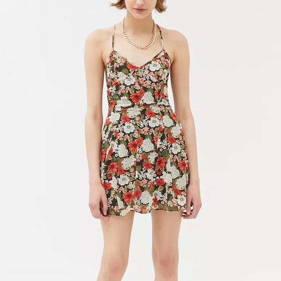 NEW Urban Outfitters Strappy, Black, Floral Dress - Picture 1 of 5
